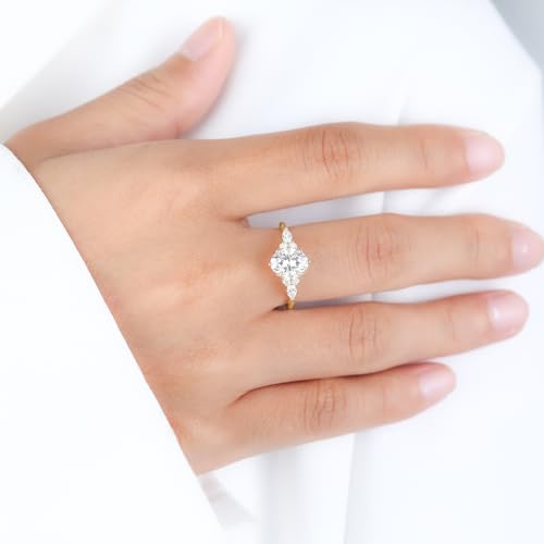 Moissanite Engagement Rings for Women, 1.4CT Oval Cut Moissanite Ring for Women 925 Sterling Silver Wedding Bands Promise Rings for Her Anniversary Eternity Wedding Ring Size 3-103