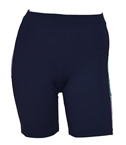 Private Island Women UPF 50+ Skinny Beach Board Shorts Swimsuit Hot Pants Bathing Swim Rash Guard Bottom (L, Navy JV)