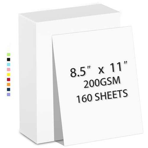 Papier cartonné blanc 200 g/m² en lot de 160 feuilles de 21,6 x 27,9 cm pour imprimante
