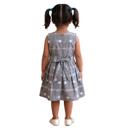 Image of GHL GUENDICHAHAAT Sambalpuri Certified Handloom Cotton Girl's Frock | Ikat Ethnic Wear Dress for Kids | Comfortable Traditional Outfit for Girls