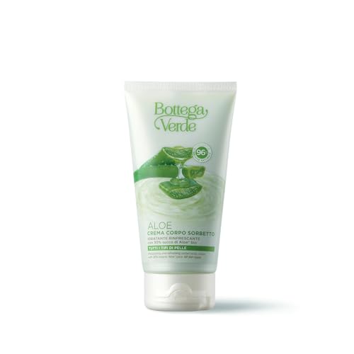 Bottega Verde - Aloe, Crema Corpo Sorbetto, 150 ml, Idratante Rinfrescante, con 30% di Succo di Aloe bio, per Tutti i Tipi di Pelle