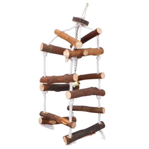 NOLITOY Wooden Parrot Swing with 3 Layers, Hanging Cotton Rope Toy for Parrots, Parakeets, and Cockatiels - and Chewing Accessory for Bird Cage