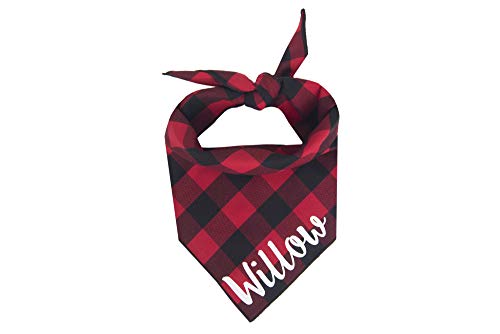Willowear Dog Bandanas Personalized Red Buffalo Plaid Large #TOP2