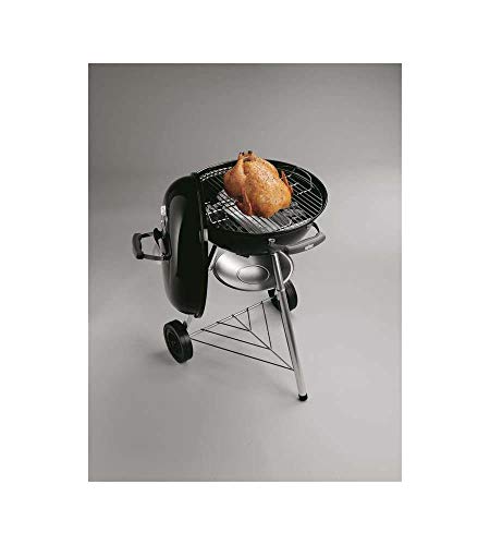 Foto von Weber Compact Kettle Holzkohlegrill/Dreibein-Ständer und Räder, Hitzebeständiges, rostfreies Design, Verchromter dreilagiger Rost, 47 cm, Schwarz