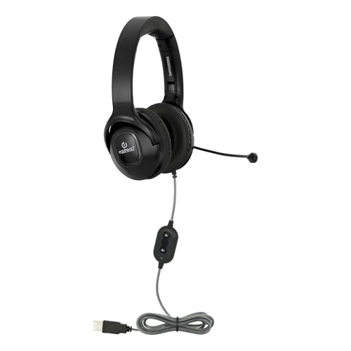 Image of Egghead Premium Foldable USB Headset with Leatherette Cushions, Adjustable Headband, 360 Pivoting Microphone, and Resealable Storage Bag, Pack of 10