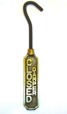 Metal Fireplace Damper Pull with Solid Brass Handle