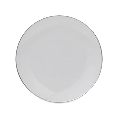 Disposable Plastic White Plates Combo | 50 7.5 In. Silver Rim Appetizer/Dessert Plastic Plates And 50 10 In. Silver Rim Plastic Dinner Plates | Heavy Duty Plates For Wedding, Parties Or Catering #TOP7