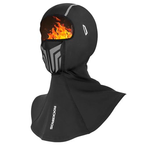 ROCKBROS(ロックブロス)バラクラバ 冬用 防寒 ネックウォーマー 裏起毛 防風 暖かい 息苦しくない メガネ穴つき 伸縮性 目出し帽 フェイスマスク バイク 自転車 スキー スノーボード 登山 スポーツ アウトドア 男女兼用 ブラック/グレー-ロン