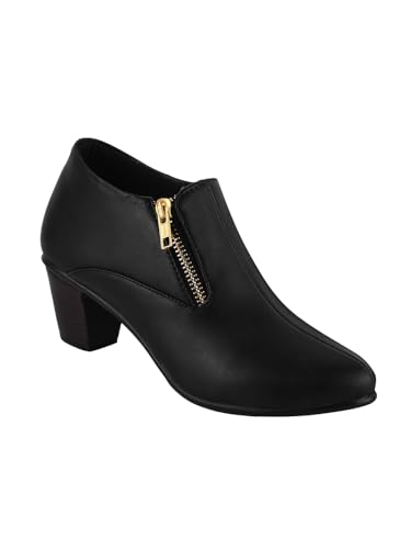 Image of TRYME and Stylish Block Heel Fashionable ankle Boots with Zip look for Womens and Girls
