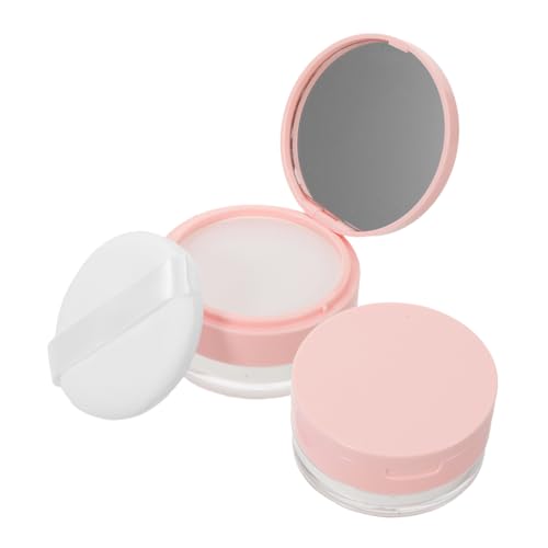 SAFIGLE 2 pezzi Astuccio Polvere Sfusa con Specchio Integrato e Rete Elastica Astuccio Compatto Portatile con Coperchio Ribalta per Trucco e Viaggio