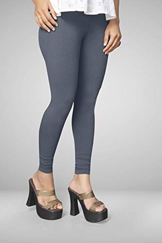 Image of Women's Cotton Skinny Leggings with Ankle Length Solid Pattern Mid Rise and Elastic Closure | Cotton Skinny Leggings for Womens
