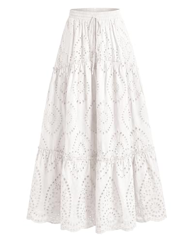 Image of BTFBM Eyelet Long Skirts for Women Beach Vacation