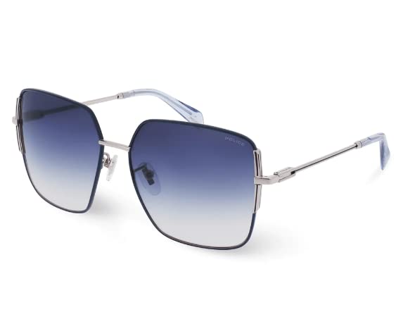 sunglasses| 100% UV protected | Gradient | Full Rim | Square | Women | Large | Shiny Blue-Shiny Light Gold Alloy Metal Frame | Blue Gradient Lens-image-40