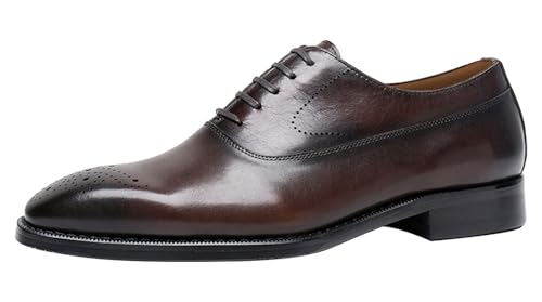 Santimon Mens Oxfords Dress Formal Shoes Genunie Leather Modern Brogues Oxford Fashion Business Casual Derby Prom Wedding Suit Shoes Tuxedo Shoes for Men