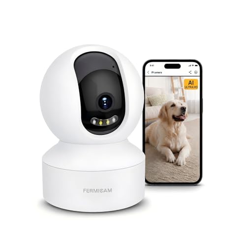 FERMICAM Indoor AI Security Home Camera 360 AI Ultra HD Smart Search WiFi Baby/Pet Monitor Motion/Obejct/Voice Detection Color Night Vision 2-Way Audio Cloud & SD Card Storage