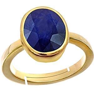 Bague saphir bleu véritable cadeau idéal en Panchdhatu réglable