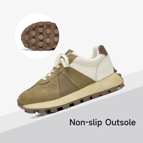 BEAU TODAY Sneakers for Women Genuine Leather Patchwork Casual Walking Shoes Retro Non-Slip Comfortable Lightweight Breathable Tennis Running Shoes4