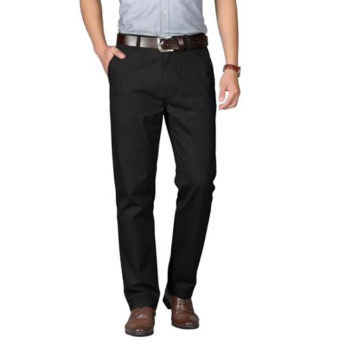 Misfuso Pantalon Homme Anti-Rides 100% Coton Taille Normale Tube Droite Décontracté avec Poches...