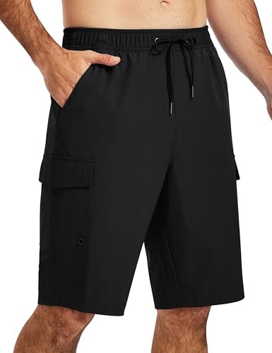 Image of MoFiz Mens Swim Trunks with Compression Liner 9 inch /11 inch Quick Dry Board Shorts Bathing Suits Long Beach Shorts Zipper Pockets
