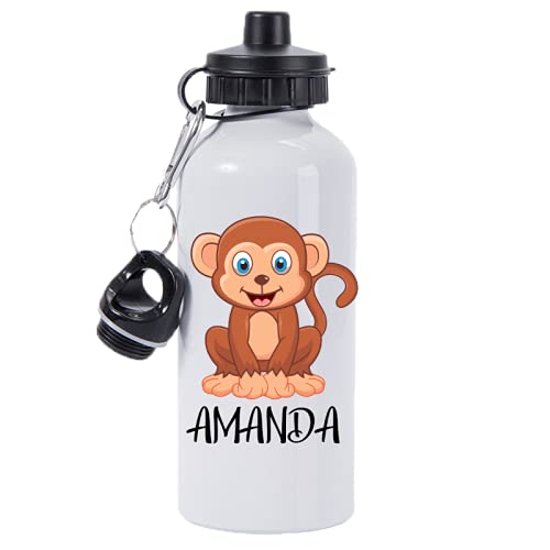 Pickhut Personalised Monkey Water Bottle 500ml Back to School Gift for Kids
