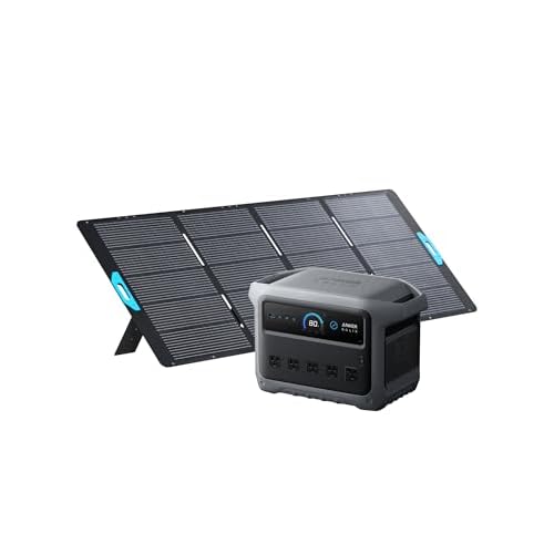 Anker SOLIX C1000 Gen 2 Portable Power Station with 400W Solar Panel, 2,000W (Peak 3,000W) Solar Generator, Full Charge in 49 Min, 1,024Wh LiFePO4 Battery for Home Backup, Power Outages, and