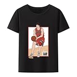Japan Slam Dunk Mitsui Hisashi Modal Print Shirt Creative Aesthetic Casual Streetwear Fashion Hipster Camisetas Black XXL