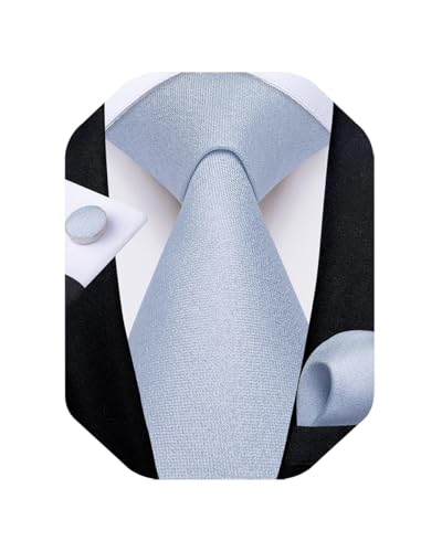 Image of DiBanGu Mens Solid Color Tie and Pocket Square Set Woven Silk Plain Necktie & Handkerchief for Men Wedding Party Formal