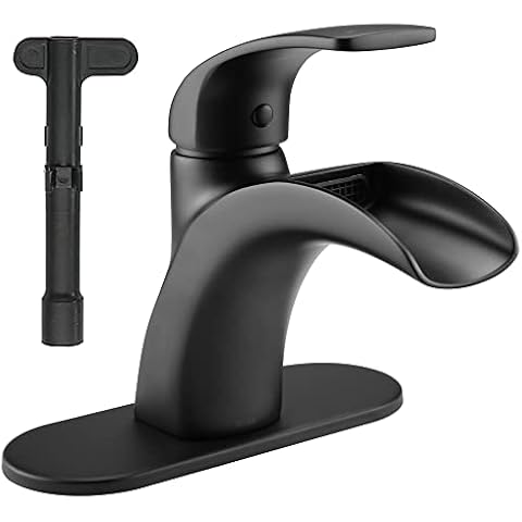 MYHB Matte Black Bathroom Waterfall Faucet Single Handle Vanity Sink Basin Mixer Tap, SH735 Cover