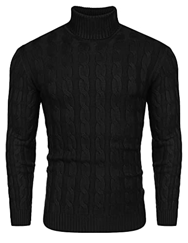 Coofandy - Maglione da uomo a collo alto