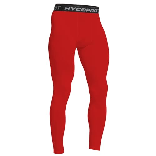 HYCOPROT Pantalon de Compression pour Hommes Séchage Rapide Pantalon de Course Base Layer Leggings de Collant pour Basketball Fitness Jogging (Rouge, S)
