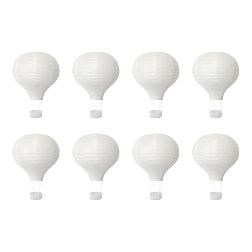 Tsnamay 8Pcs White Hanging Hot Air Balloon Paper Lanterns Set 17.72