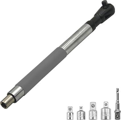 Chiave a cricchetto elettrica a percussione, estensore per chiave a catena, Matraca De Impacto con connettori di fissaggio da 1/2" e 4 adattatori di conversione per spazi ristretti