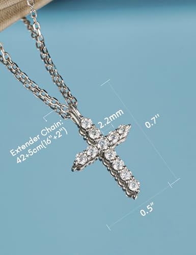 IMOLOVE Crucifix Necklace Men 0.5-1.2 CT Dainty 925 Sterling Silver Pendant Necklaces for Women Simple Trendy Moissanite Pendant Necklace with 18K Gold Plated3