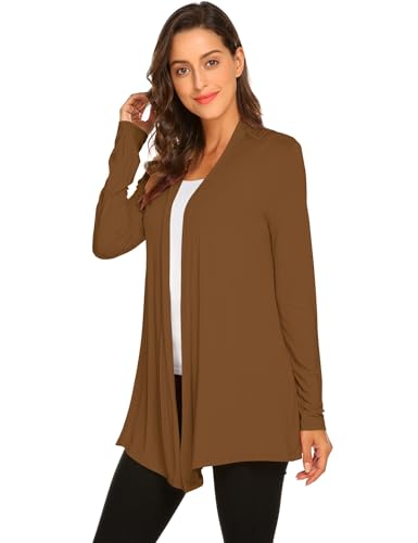Image of Newchoice Womens Casual Lightweight Long Sleeve Cardigan Soft Drape Open Front Fall Dusters (S-3XL)