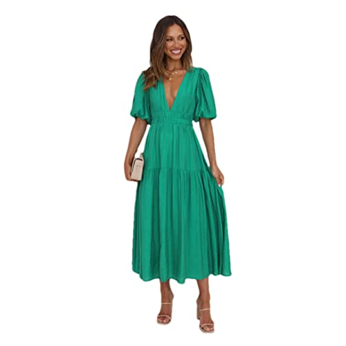 Robe d'été moulante à manches courtes bouffantes taille XL