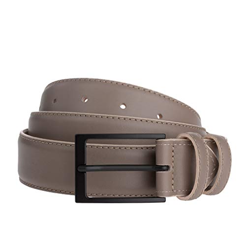 Ceinture pour homme en cuir véritable réglable taupe DuDu 33 mm avec boucle noire
