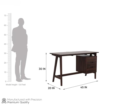 WOODVOKES Wooden Study Table for Adults| Work from Home Computer/Laptop Writing Desk with 3 Drawers & Storage| Solid Wood Sheesham, (Walnut) - Image 3