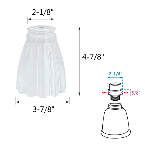 Image of Aspen Creative 23056-4A Contemporary Clear Ceiling Fan Glass Shade.2-1 /8 inchFitter.Size:3-7 /8 inchD x 4-7 /8 inchH.4Pcs /Pack