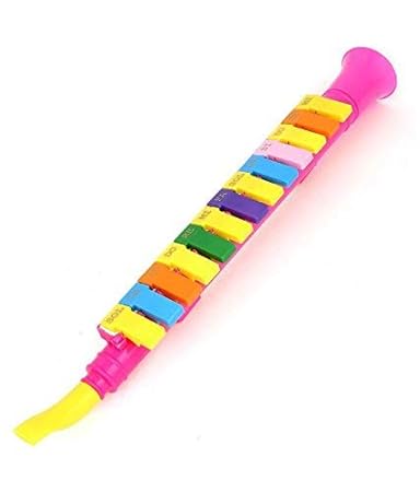 vcare mouth organ flute/trumpet shaped 13 key note portable wind piano toy for kids wooden- Multi color