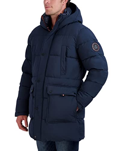 Image of HFX Men's Water Resistant Jacket Long Sleeve Zip Up Heavyweight Hood Quilted Stretch Parka Coat