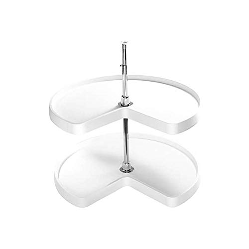 Rev-A-Shelf 28 Inch 2 Shelf Kidney Shape Polymer Lazy Susan Organizer White