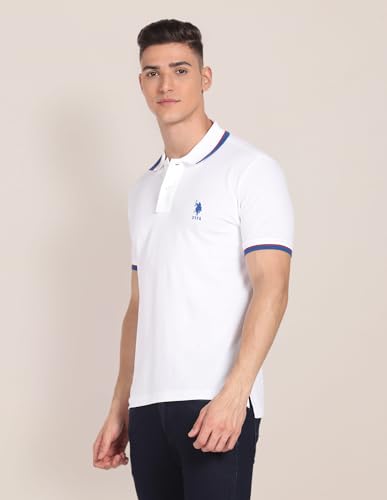 Image of U.S. Polo ASSN. Solid Slim Fit Polo T Shirts for Men - 100% Cotton, Half Sleeves Mens Tshirt