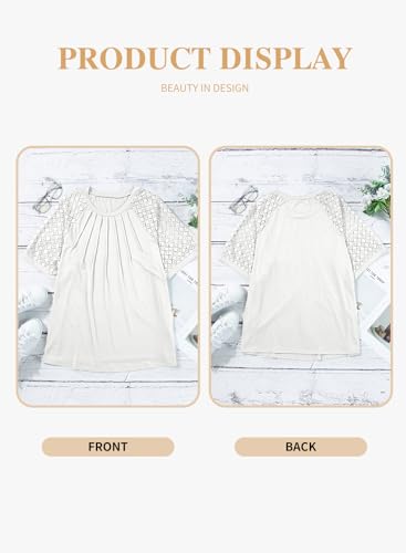 Image of Eytino Plus Size Tops for Women Summer Lace Short Sleeve Crewneck Loose Casual Blouse Tunic T Shirts(1X-5X)