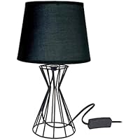 thesecrethome.es - Lámpara de forja para mesita - Lámpara de Noche en Tela y Hierro Forjado - Iluminación para el Hogar - Decoración para Dormitorio y Salón - Diámetro 25 cm (Modelo 12 - Negro)