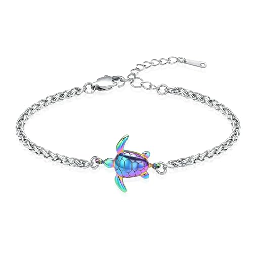 Cadeau commémoratif pour femmes : gardez les cendres avec ce bracelet tortue bleu