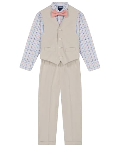Image of IZOD Boys' 4-piece Formal Dress Up Suit Set, Vest, Pants, Collared Shirt, and Tie