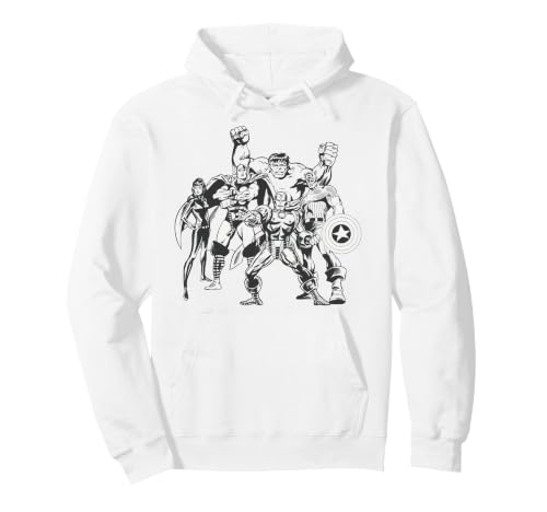 Image of Marvel Avengers Hulk Iron Man Thor Cap & Black Widow Group Pullover Hoodie