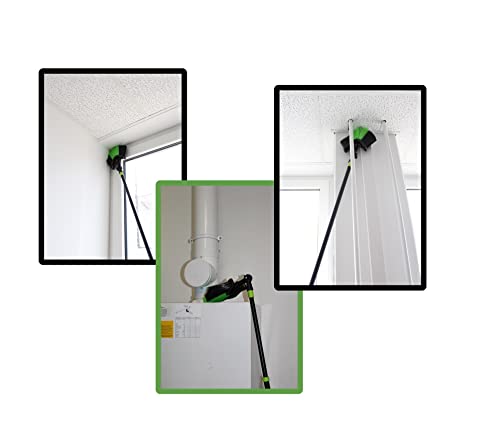 Eckbesen Dreieckbesen Staubfeger Eck Besen Schwarz - Grün mit Teleskopstiel bis 3,3m ausziehbar mit Synthetikborsten und abwinkelbarem Kopf – Bild 5