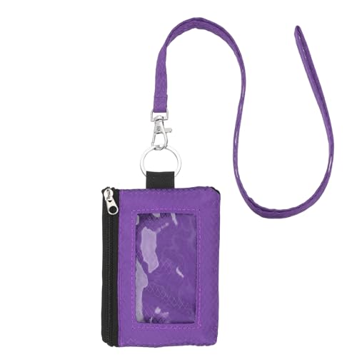 PATIKIL Cartera Minimalista Antirrobo RFID con Ventana para Identificación Cartera Pequeña Impermeable con Cremallera Monedero Antirrobo RFID para Tarjetas Efectivo Viajes Mujeres Morado