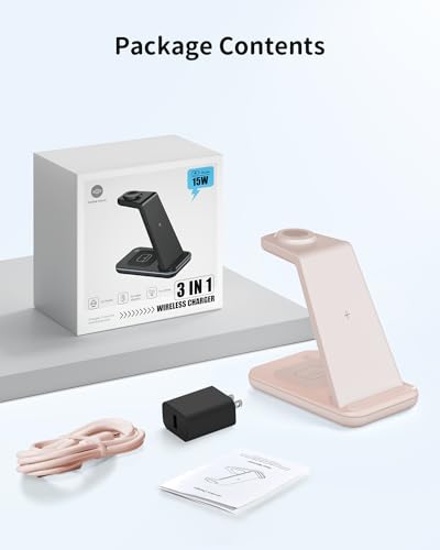 Image of Charging Station for Apple Wireless Charger: 3 in 1 Phone Charger Stand for iPhone 17 16 15 14 13 12 11 SE X Pro Max Plus - Apple Watch Ultra 11 10 9 8 SE 7 6 5 4 3 - Air-Pods 2 3 Pro